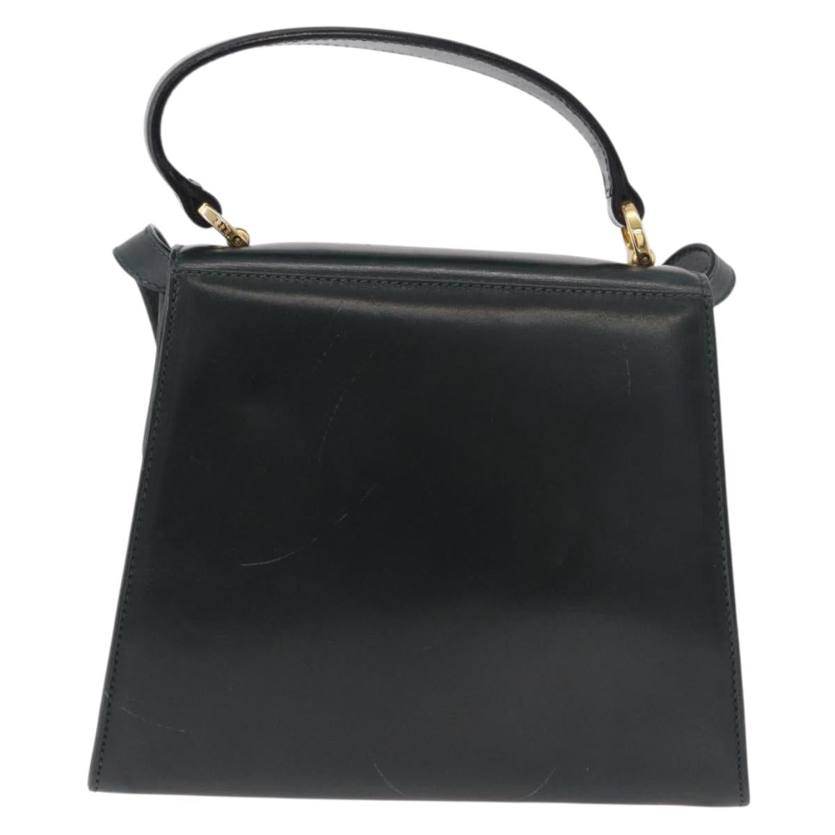 Salvatore Ferragamo Vala Hand Bag Leather 2way Green Gold Auth 191369A
