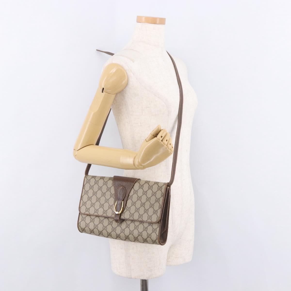 GUCCI GG Supreme Shoulder Bag PVC Beige Gold 904 02 050 Auth 191371