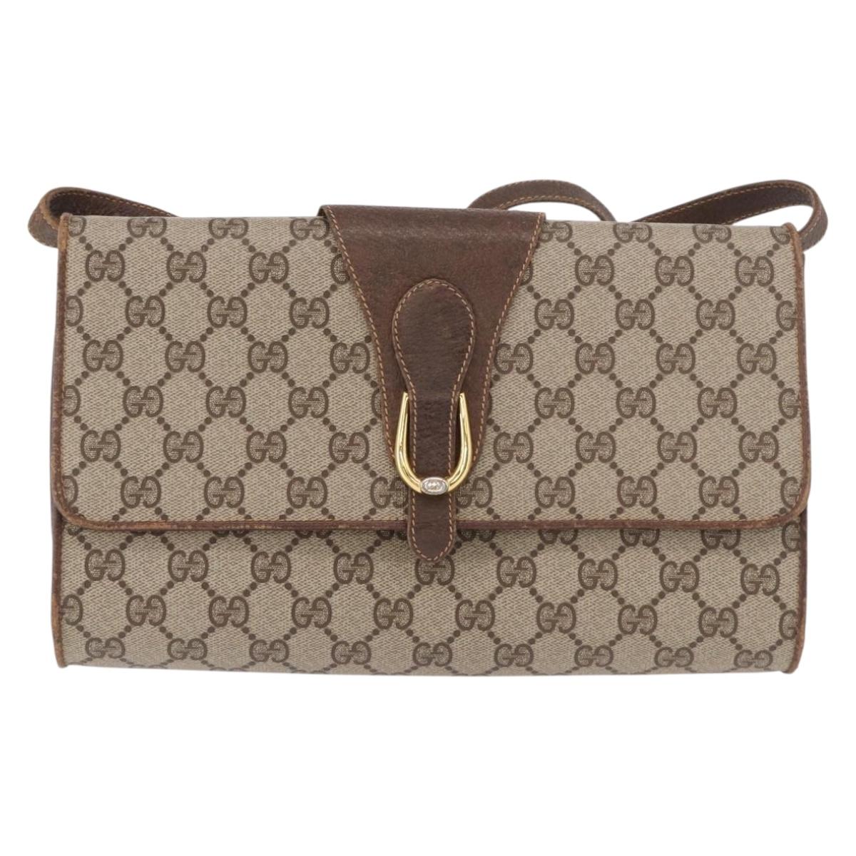 GUCCI GG Supreme Shoulder Bag PVC Beige Gold 904 02 050 Auth 191371