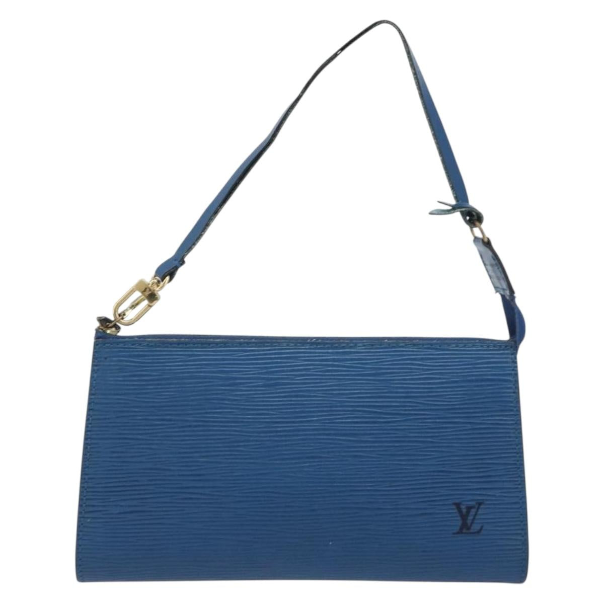 LOUIS VUITTON Epi Pochette Accessoires Pouch Blue M52985 LV Auth 191372