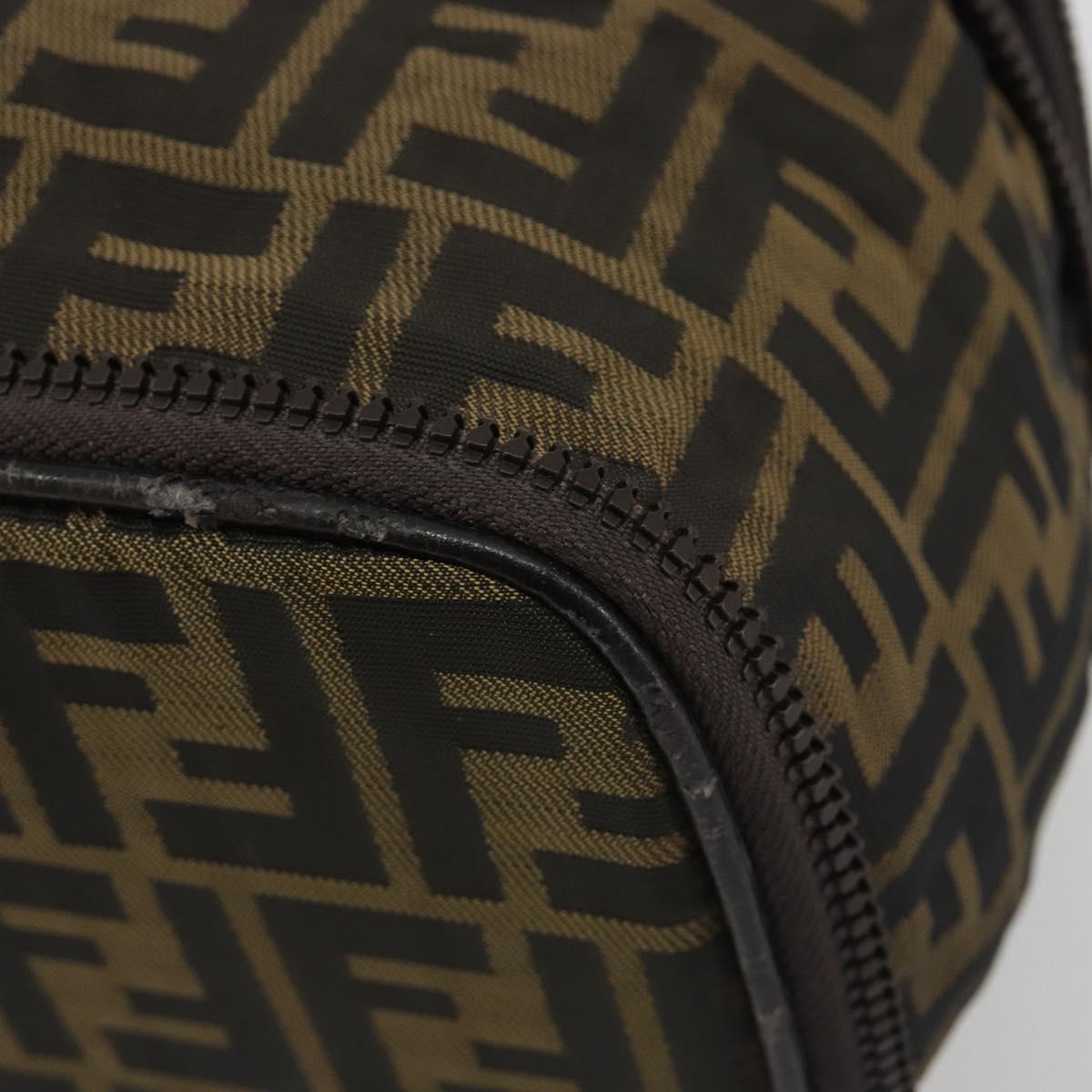 FENDI Zucca Canvas Vanity Hand Bag Black Brown Auth 191374