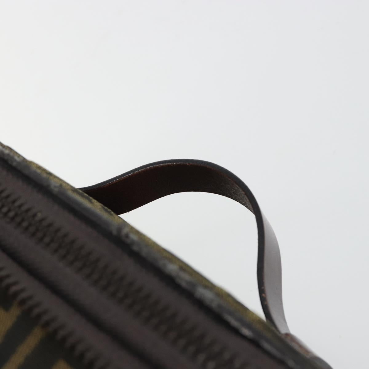 FENDI Zucca Canvas Vanity Hand Bag Black Brown Auth 191374