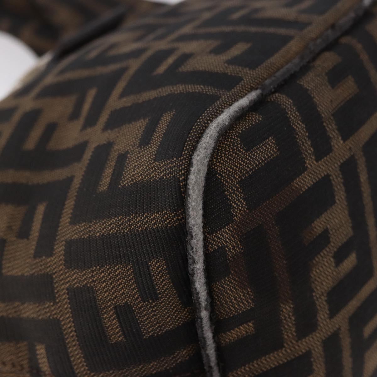FENDI Zucca Canvas Mamma Baguette Shoulder Bag Brown Black Auth 191375