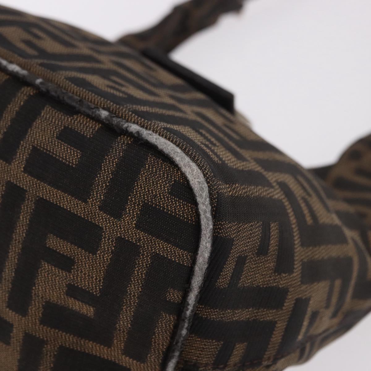 FENDI Zucca Canvas Mamma Baguette Shoulder Bag Brown Black Auth 191375