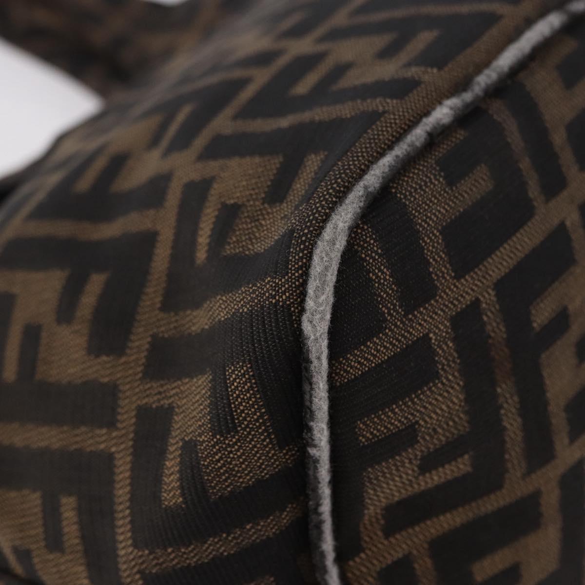 FENDI Zucca Canvas Mamma Baguette Shoulder Bag Brown Black Auth 191375