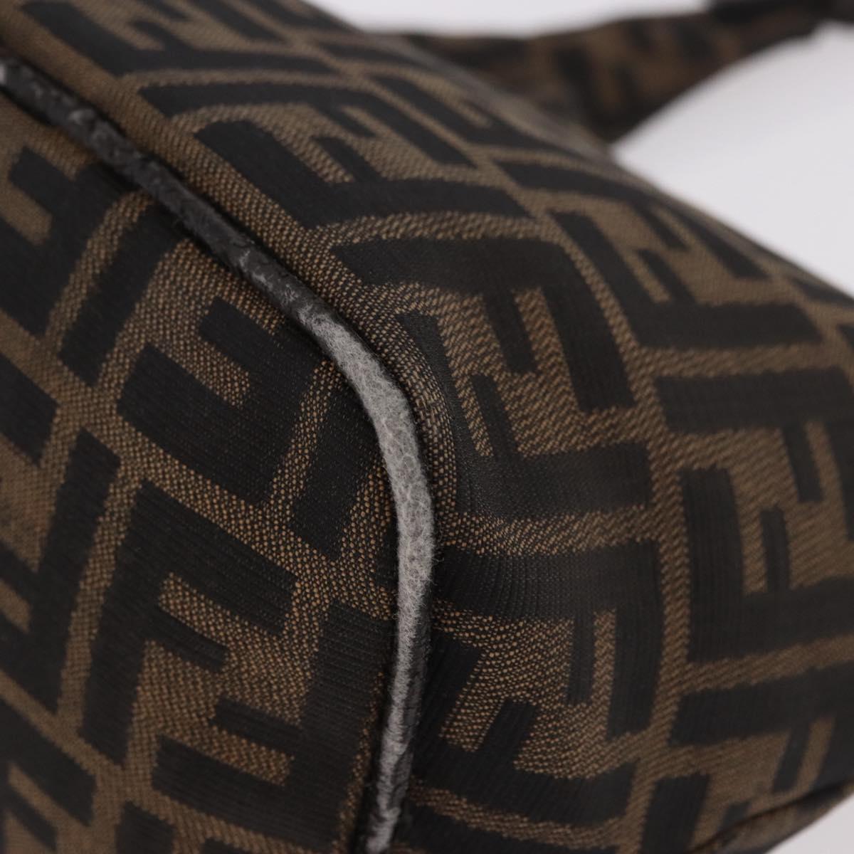 FENDI Zucca Canvas Mamma Baguette Shoulder Bag Brown Black Auth 191375