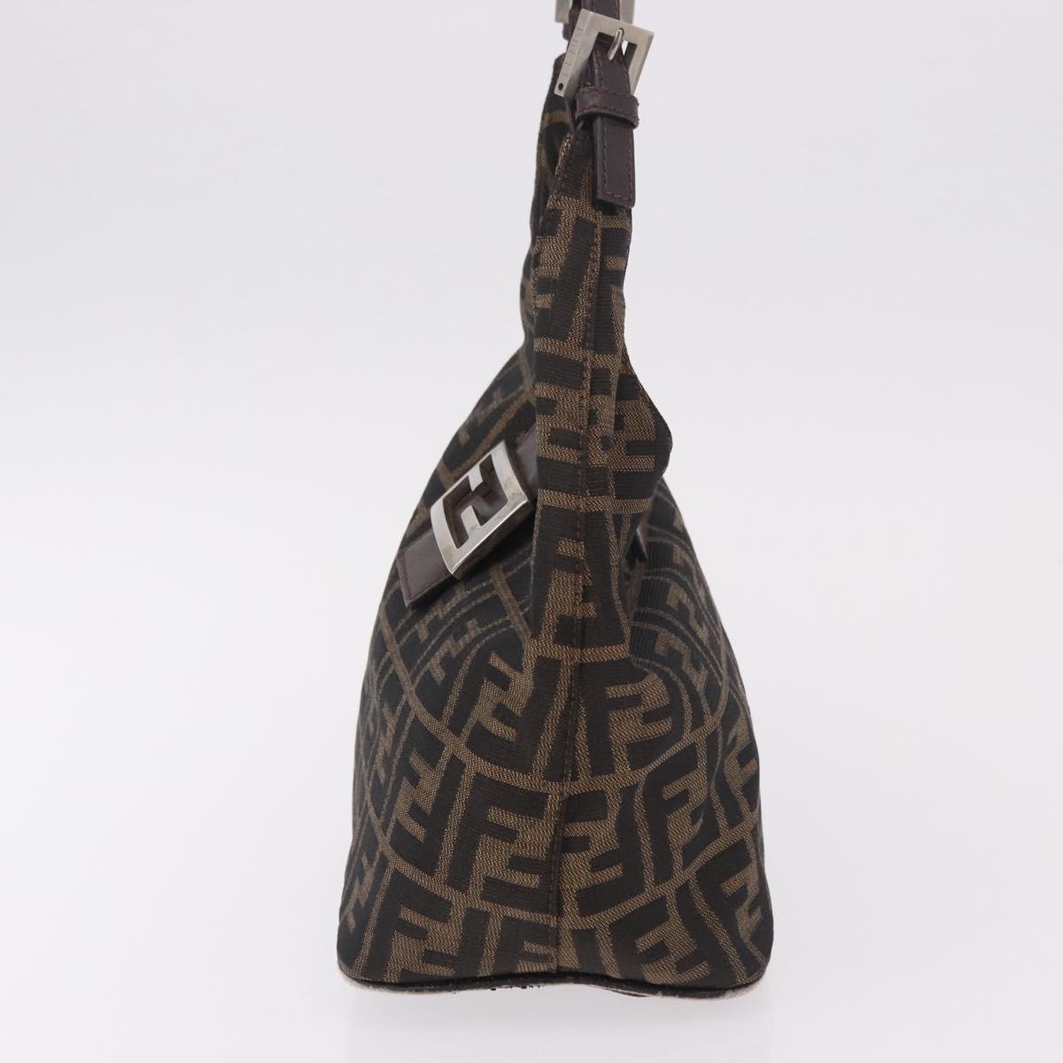 FENDI Zucca Canvas Mamma Baguette Shoulder Bag Brown Black Auth 191375