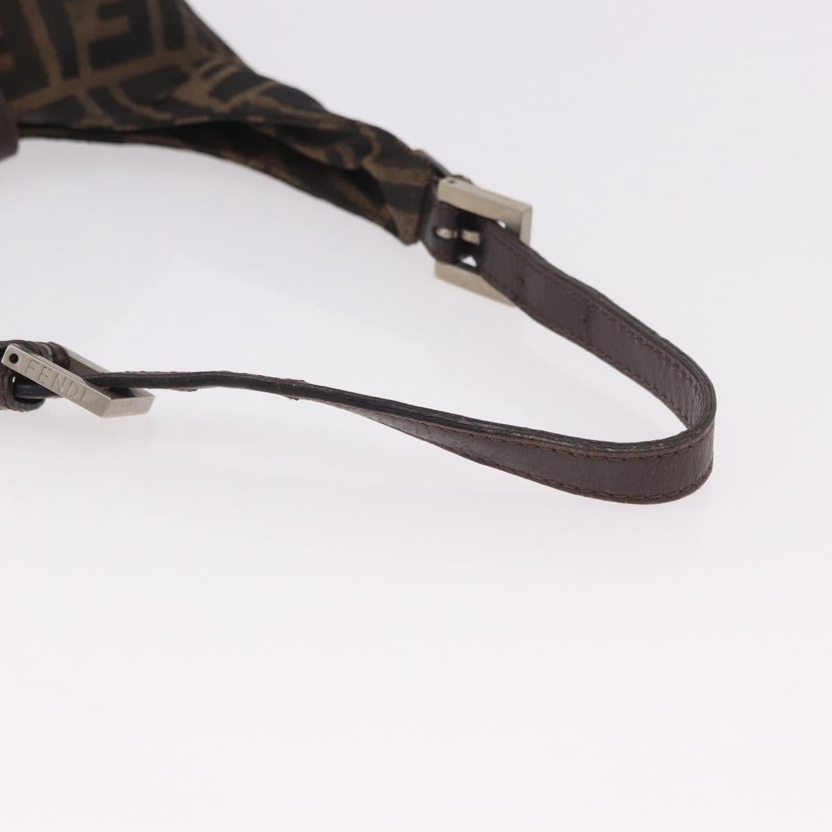 FENDI Zucca Canvas Mamma Baguette Shoulder Bag Brown Black Auth 191375