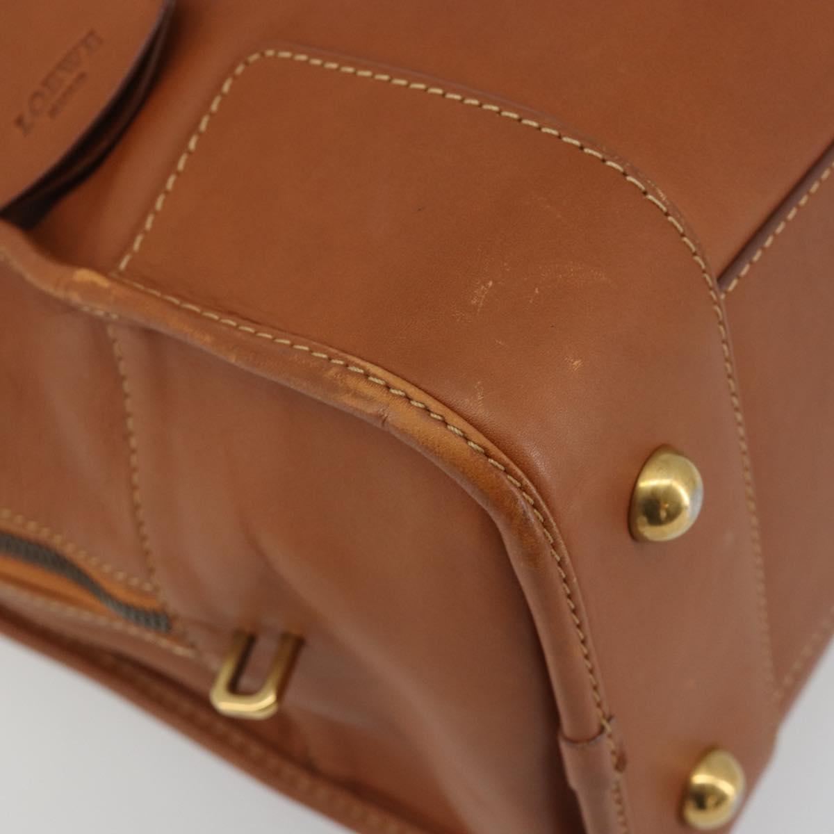 LOEWE Amazona 36 Hand Bag Leather Brown Gold Auth 191377V
