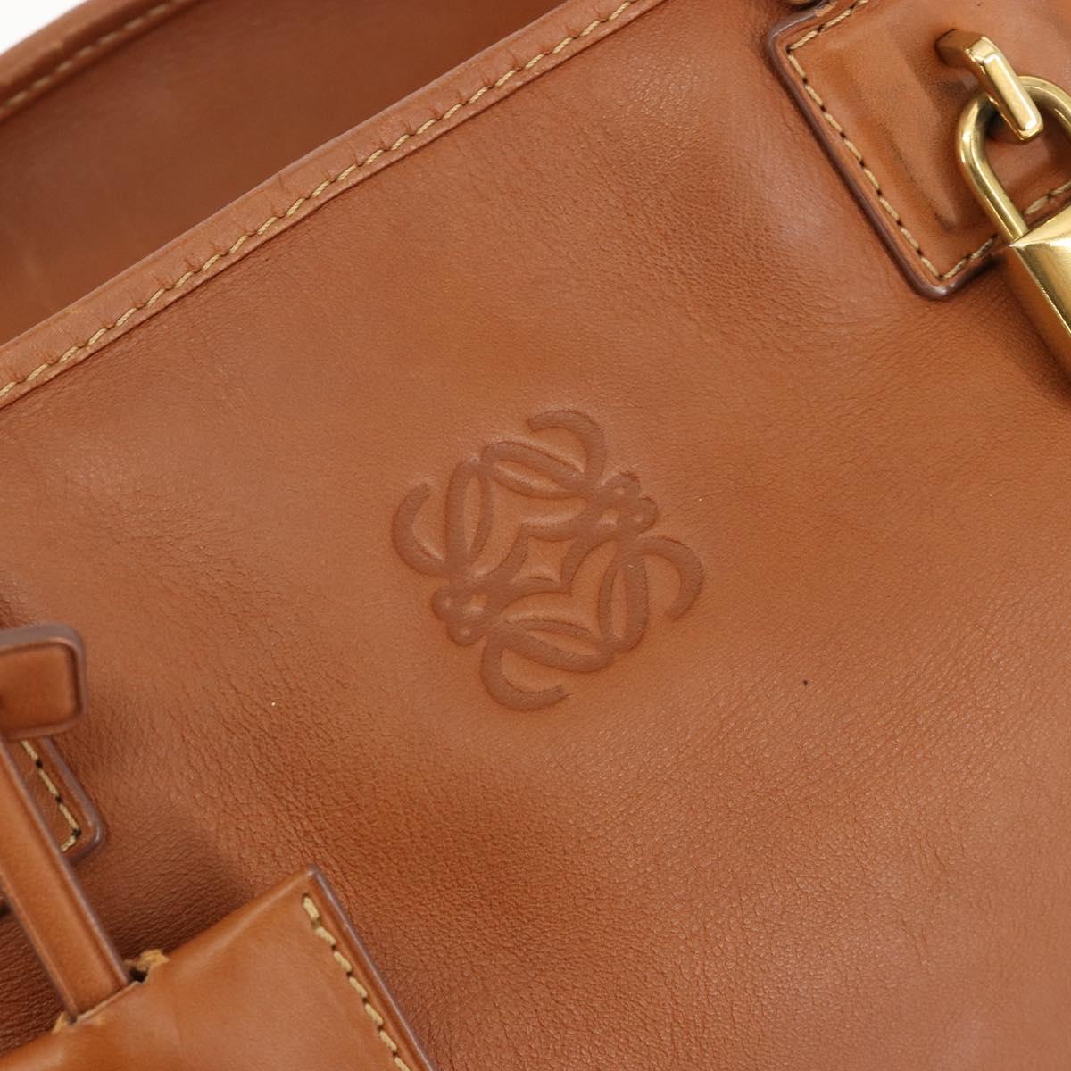 LOEWE Amazona 36 Hand Bag Leather Brown Gold Auth 191377V