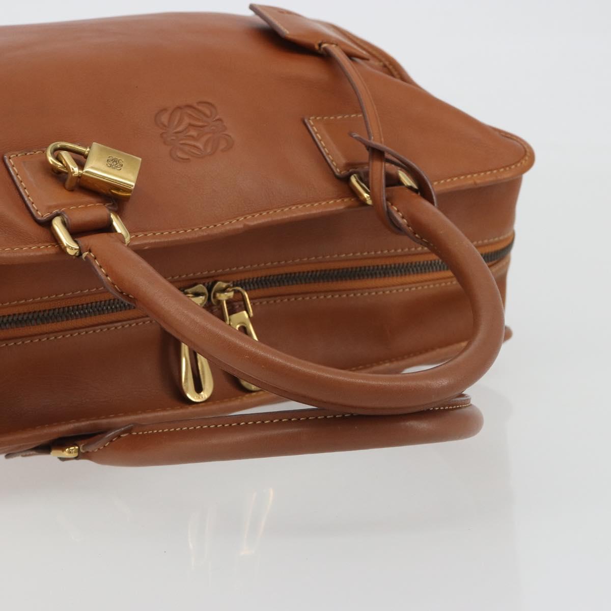 LOEWE Amazona 36 Hand Bag Leather Brown Gold Auth 191377V