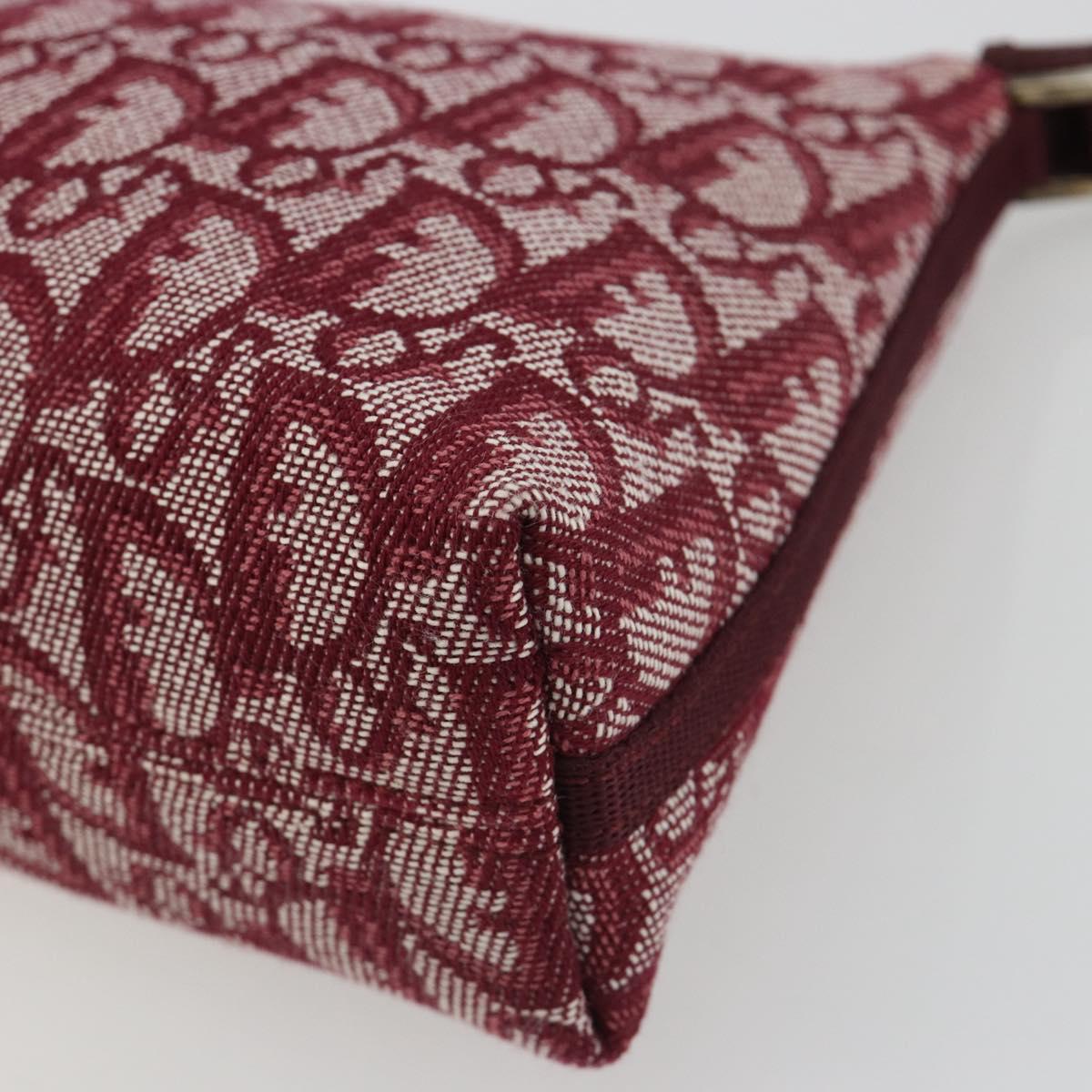 Christian Dior Trotter Canvas Accessory Pouch Red Silver Auth 191379SAV