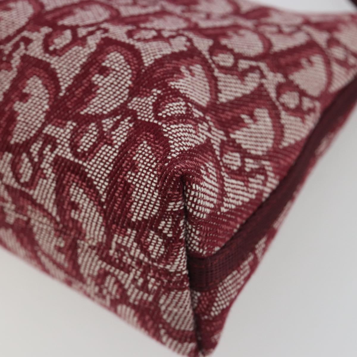 Christian Dior Trotter Canvas Accessory Pouch Red Silver Auth 191379SAV