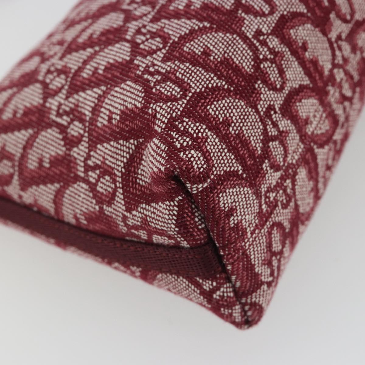 Christian Dior Trotter Canvas Accessory Pouch Red Silver Auth 191379SAV