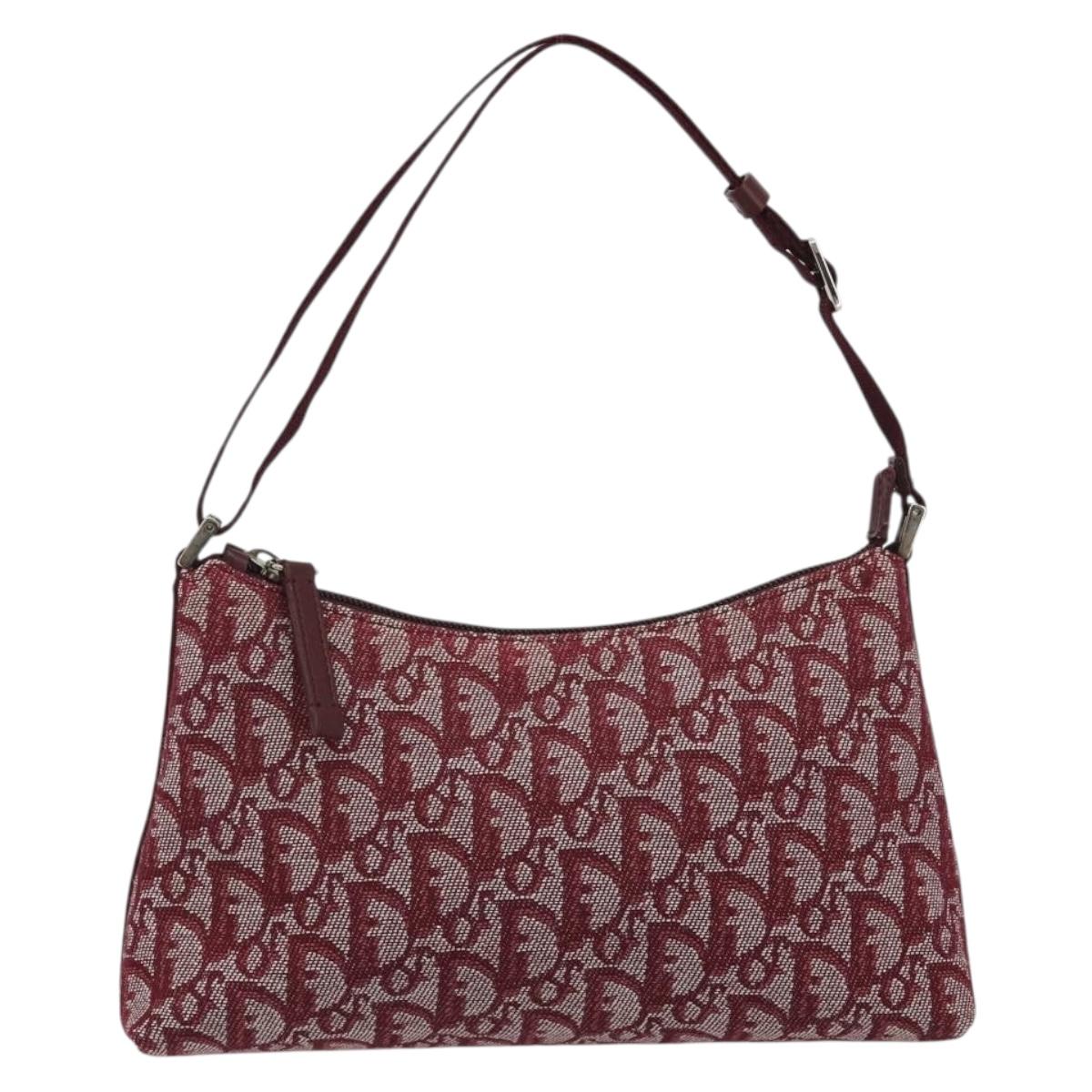 Christian Dior Trotter Canvas Accessory Pouch Red Silver Auth 191379SAV