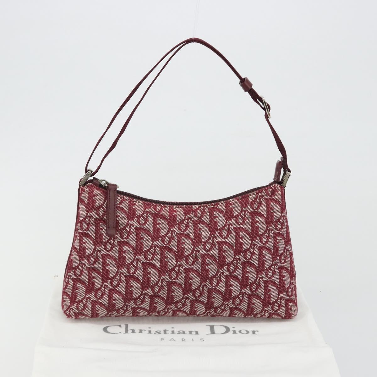 Christian Dior Trotter Canvas Accessory Pouch Red Silver Auth 191379SAV