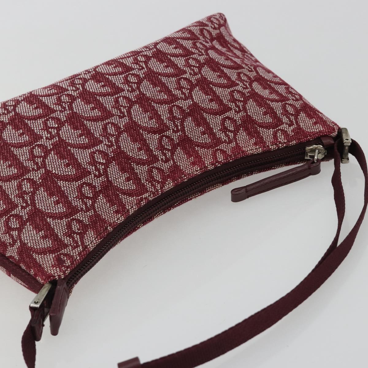 Christian Dior Trotter Canvas Accessory Pouch Red Silver Auth 191379SAV
