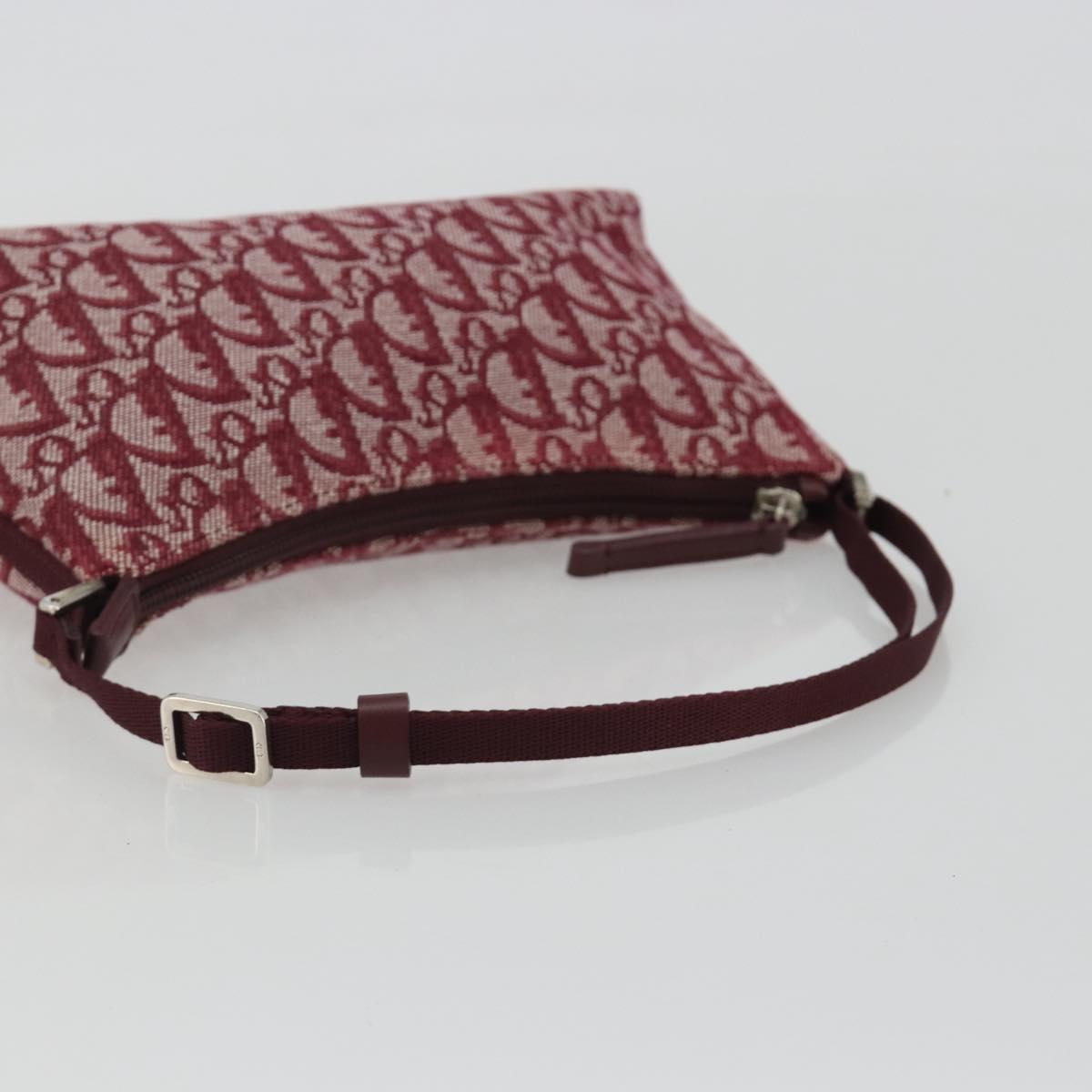 Christian Dior Trotter Canvas Accessory Pouch Red Silver Auth 191379SAV