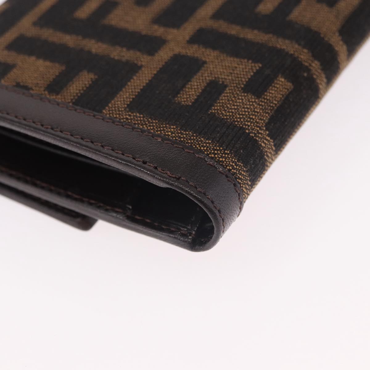FENDI Zucca Canvas Wallet Black Brown Auth 191381V