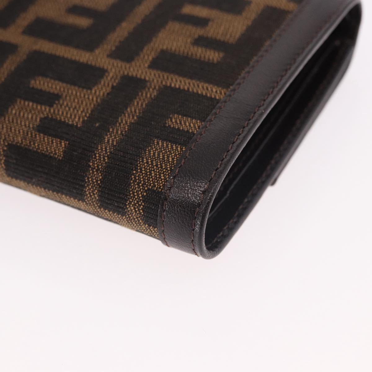 FENDI Zucca Canvas Wallet Black Brown Auth 191381V