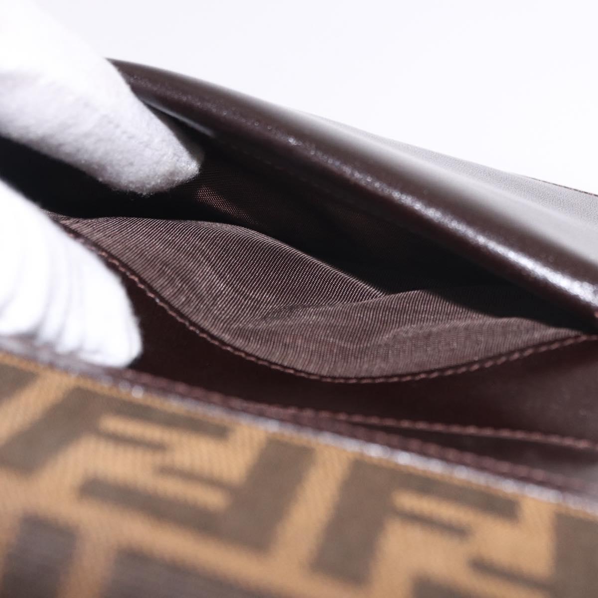 FENDI Zucca Canvas Wallet Black Brown Auth 191381V
