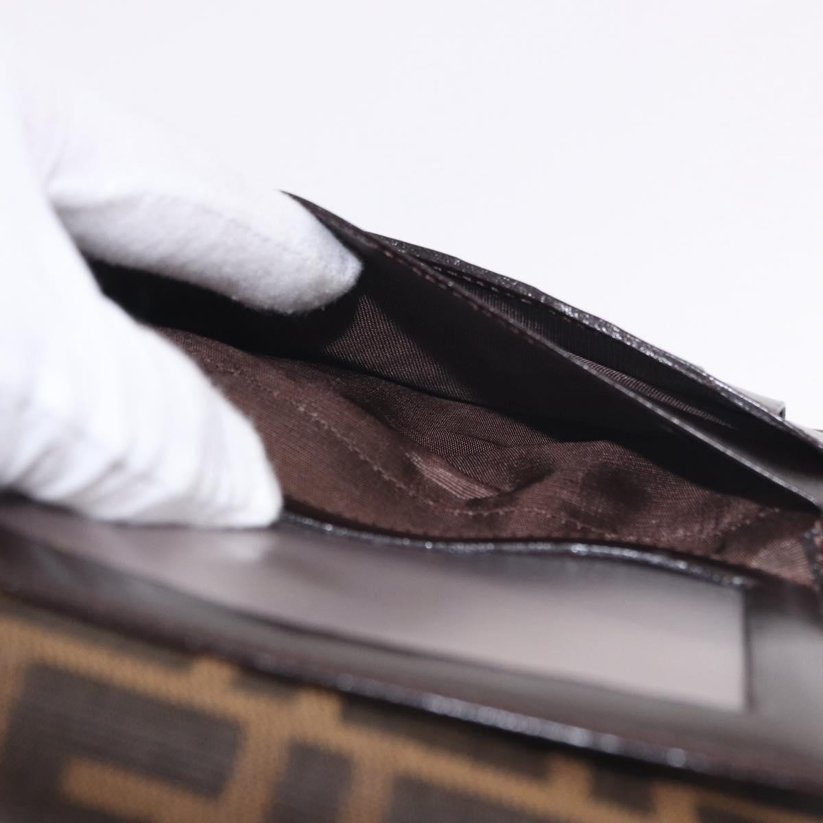 FENDI Zucca Canvas Wallet Black Brown Auth 191381V