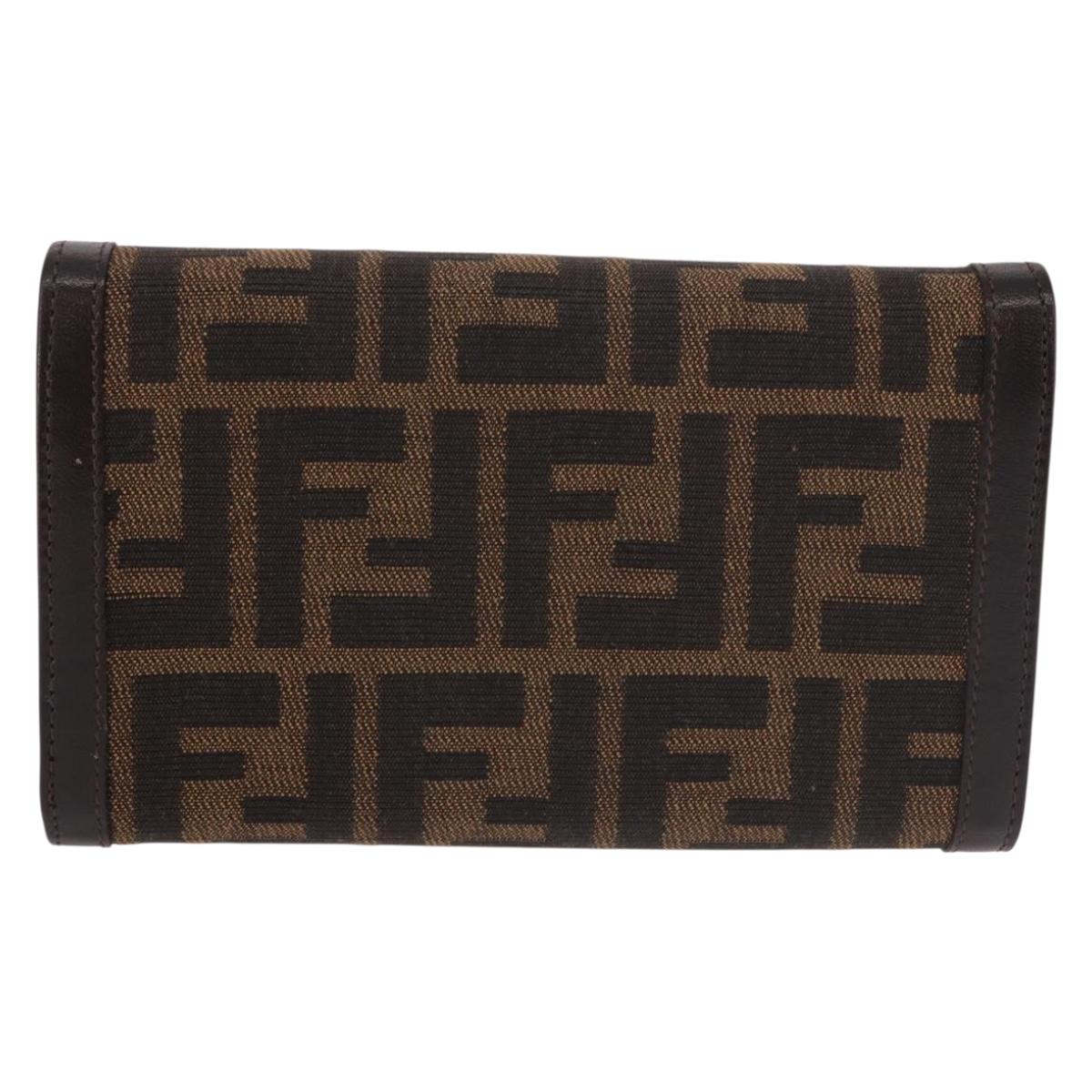 FENDI Zucca Canvas Wallet Black Brown Auth 191381V