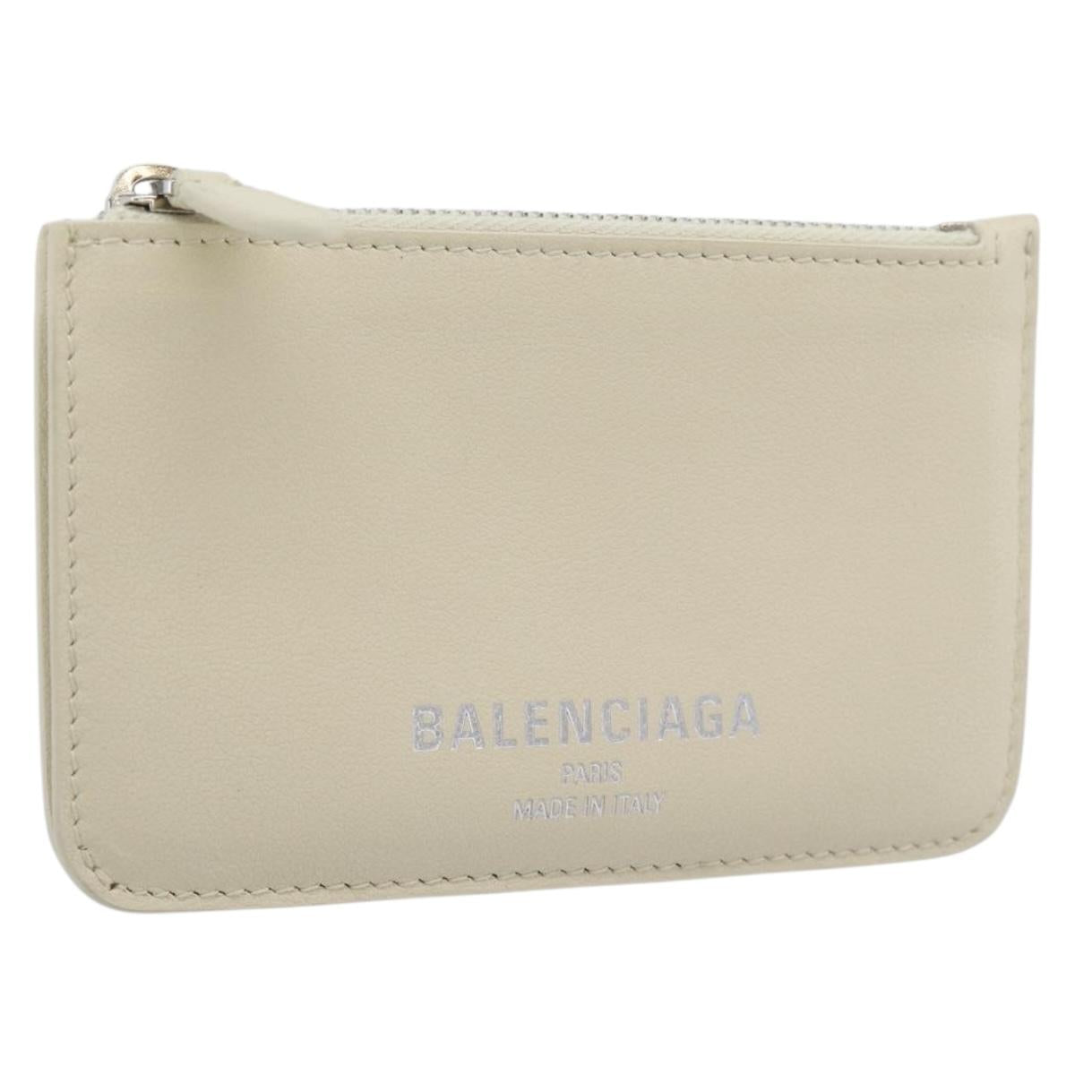 BALENCIAGA Fragment Case Leather Ivory Silver 810902 Auth 191382V