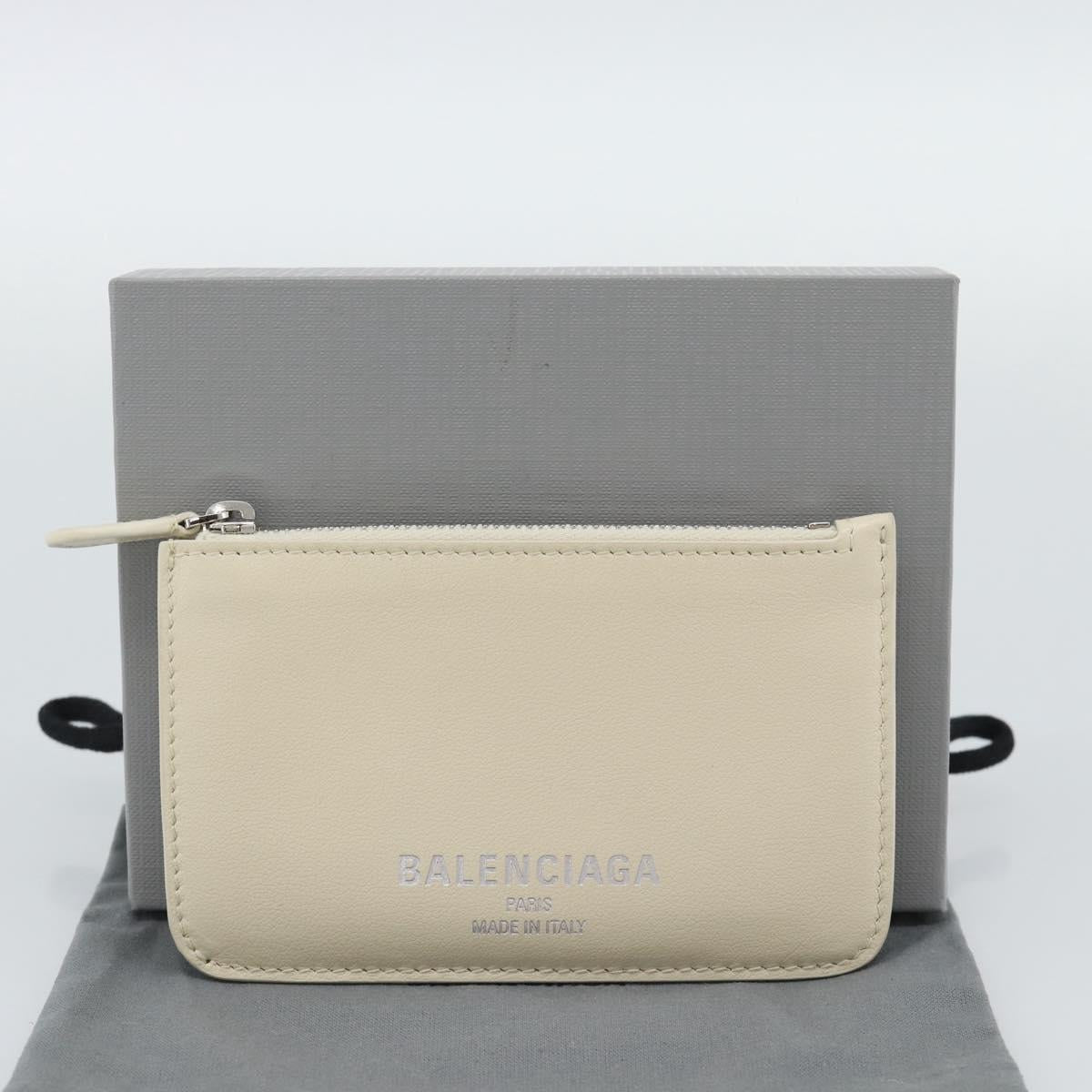 BALENCIAGA Fragment Case Leather Ivory Silver 810902 Auth 191382V