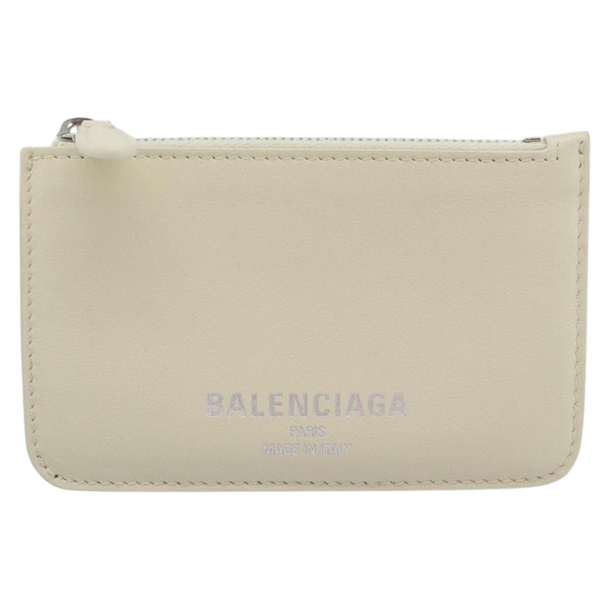 BALENCIAGA Fragment Case Leather Ivory Silver 810902 Auth 191382V