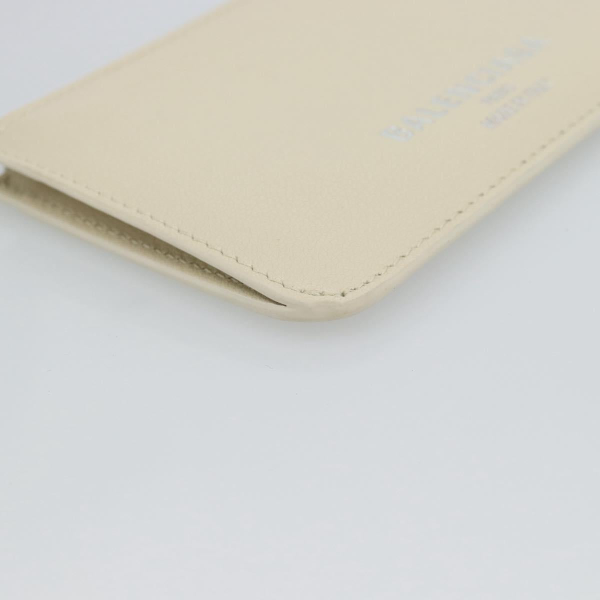 BALENCIAGA Fragment Case Leather Ivory Silver 810902 Auth 191382V