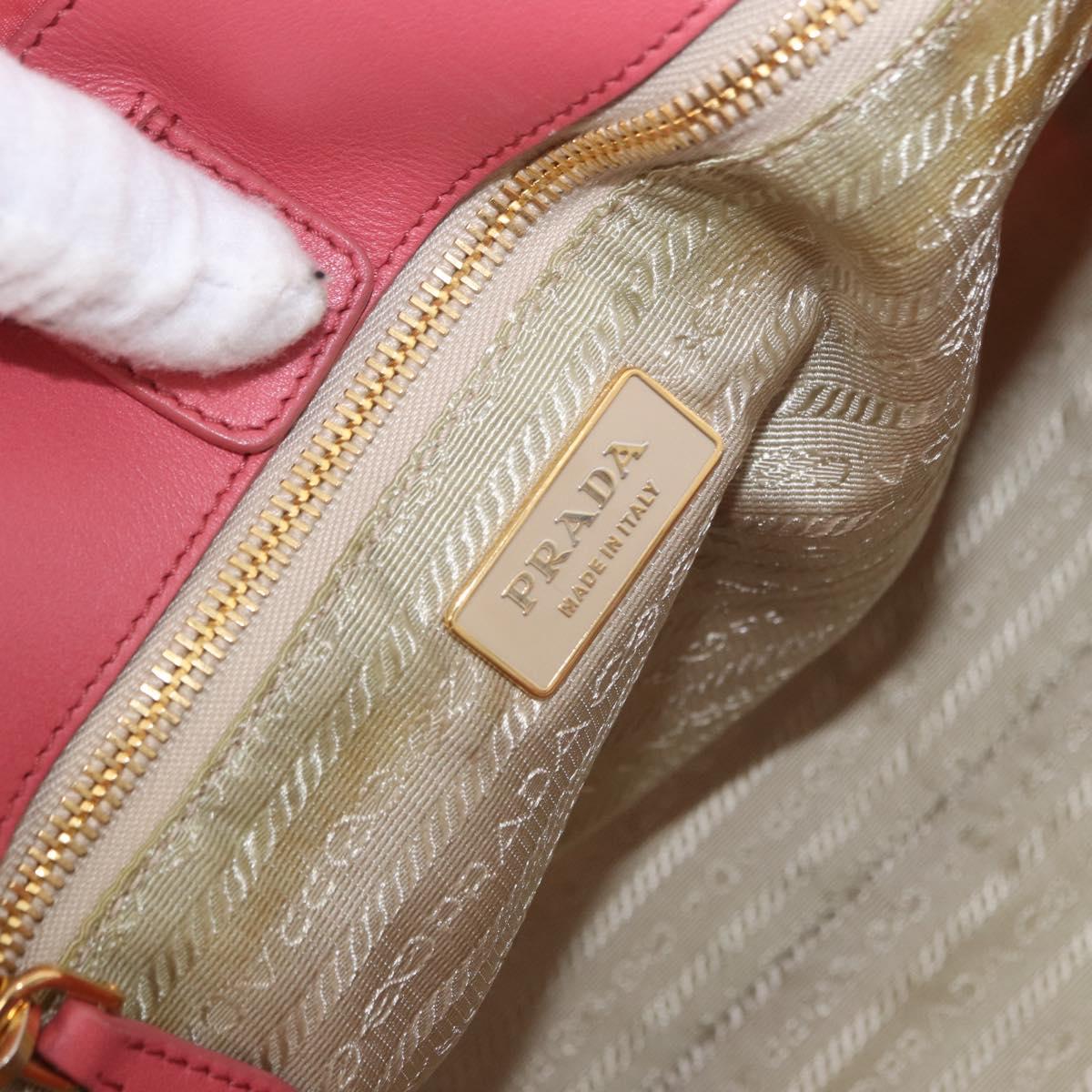 PRADA Ribbon Hand Bag Nylon Pink Gold Auth 191389A