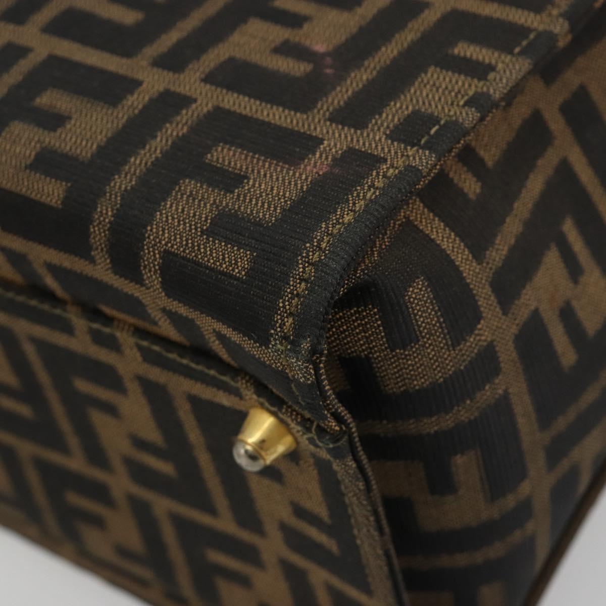 FENDI Zucca Canvas Vanity Hand Bag Black Brown Auth 191413