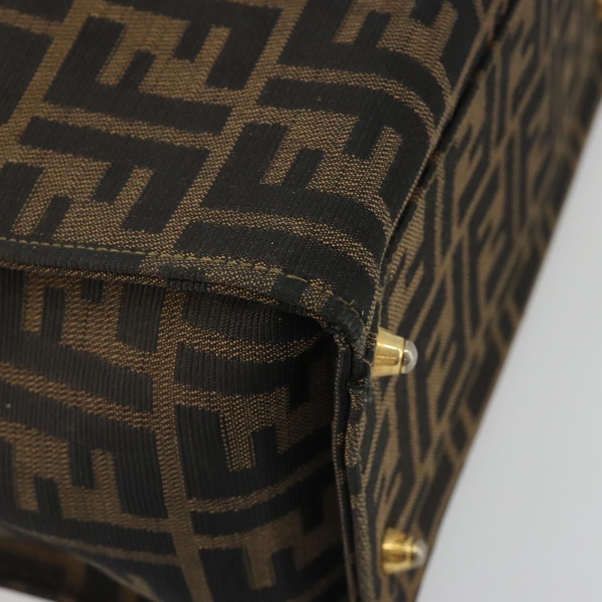 FENDI Zucca Canvas Vanity Hand Bag Black Brown Auth 191413