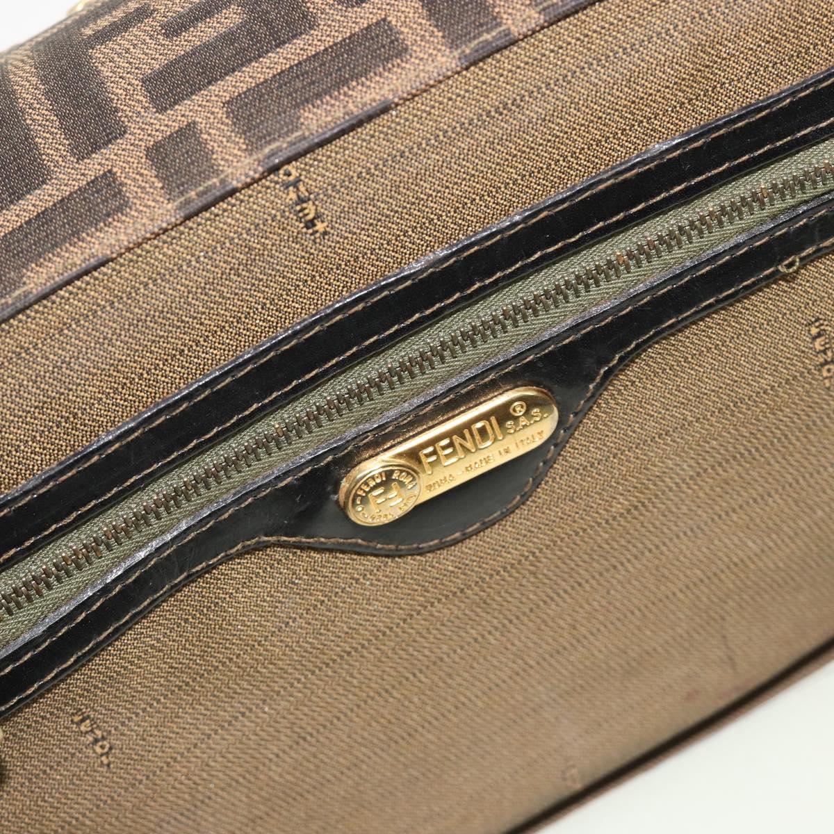 FENDI Zucca Canvas Vanity Hand Bag Black Brown Auth 191413
