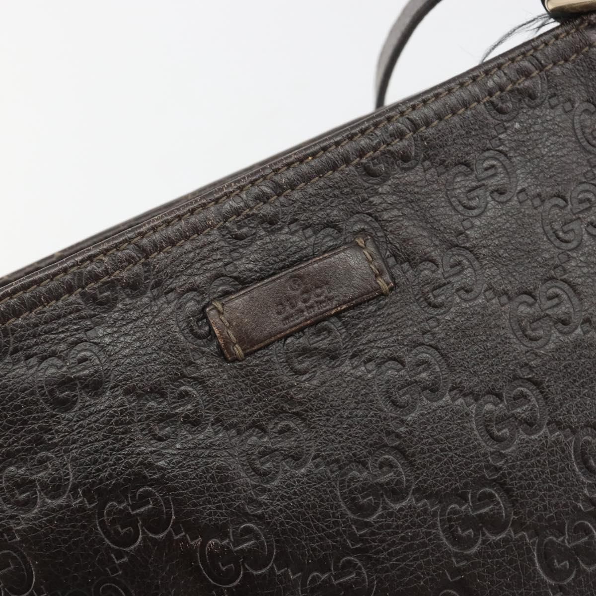 GUCCI GG Canvas Guccissima Bag Leather Dark Brown Gold 201538 Auth 191414