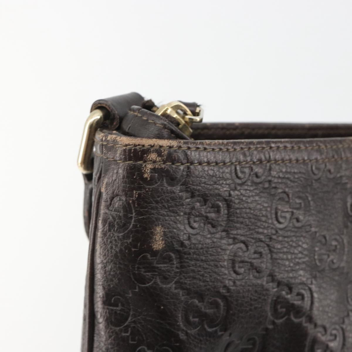 GUCCI GG Canvas Guccissima Bag Leather Dark Brown Gold 201538 Auth 191414
