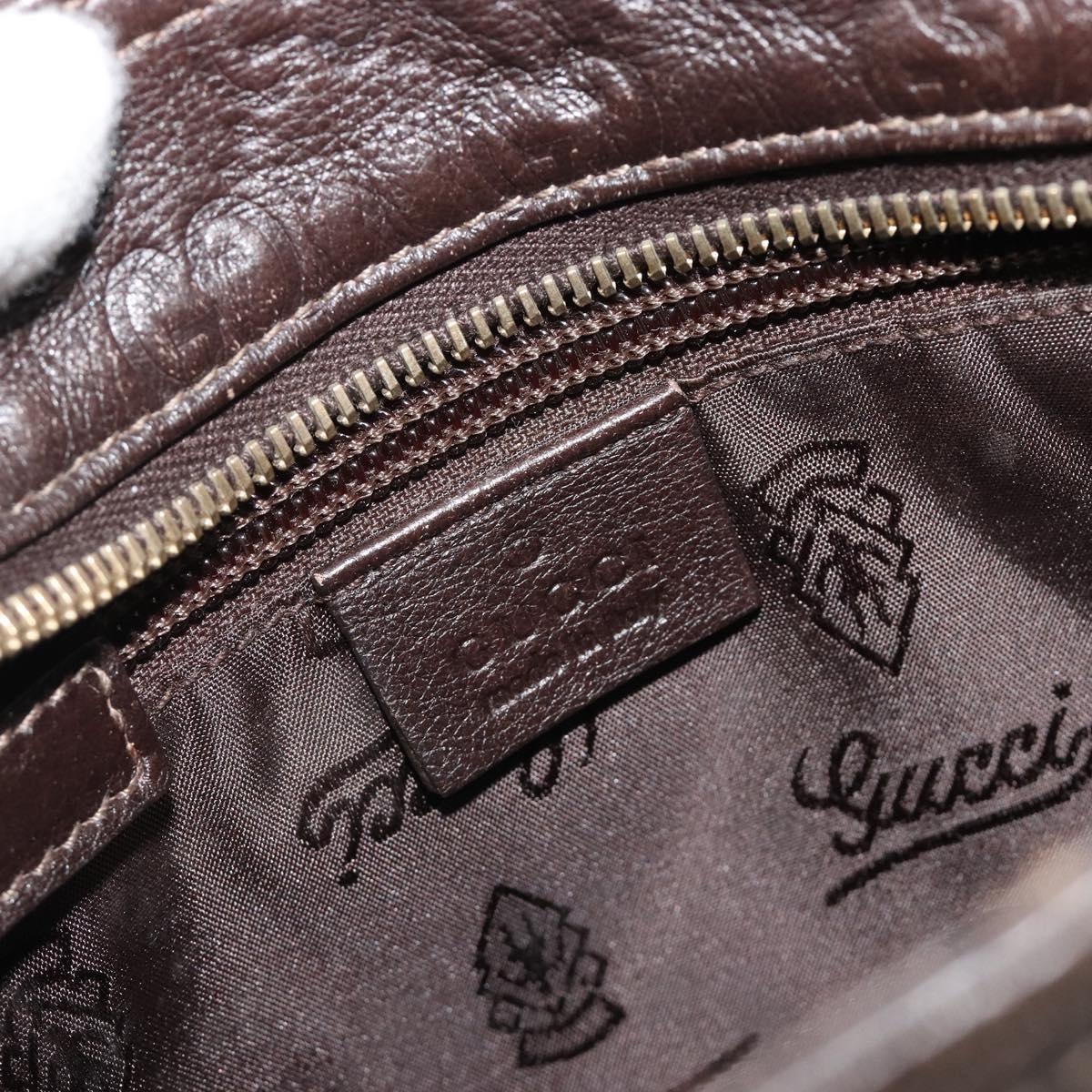 GUCCI GG Canvas Guccissima Bag Leather Dark Brown Gold 201538 Auth 191414