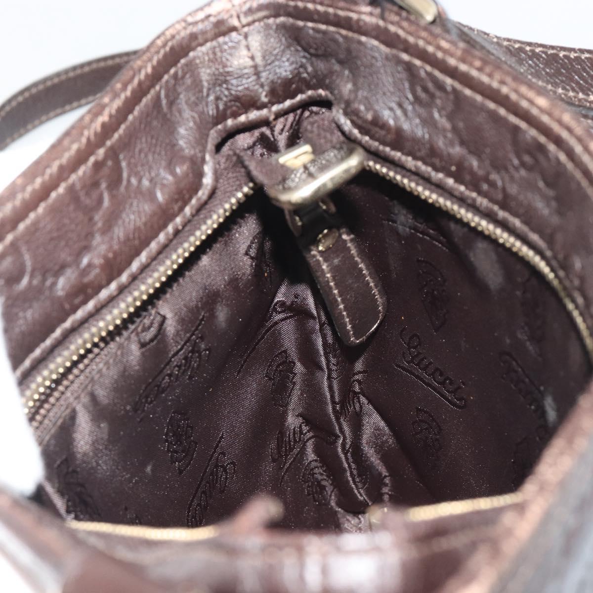 GUCCI GG Canvas Guccissima Bag Leather Dark Brown Gold 201538 Auth 191414