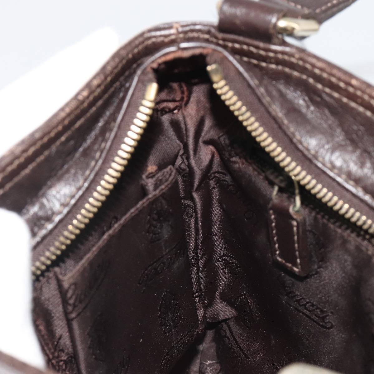 GUCCI GG Canvas Guccissima Bag Leather Dark Brown Gold 201538 Auth 191414