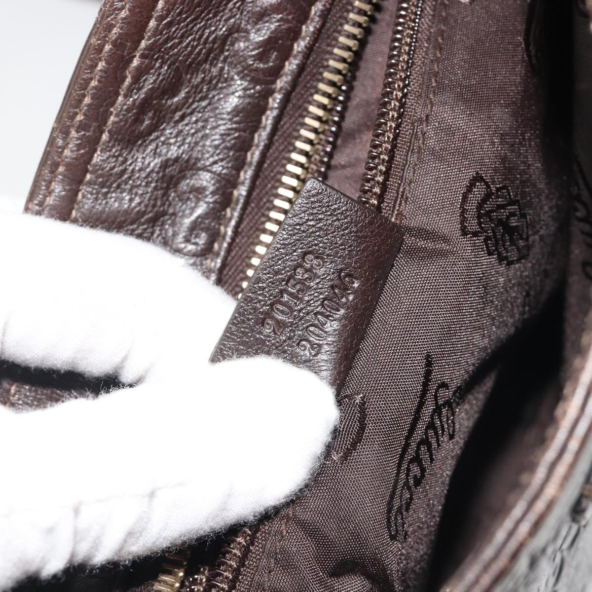 GUCCI GG Canvas Guccissima Bag Leather Dark Brown Gold 201538 Auth 191414