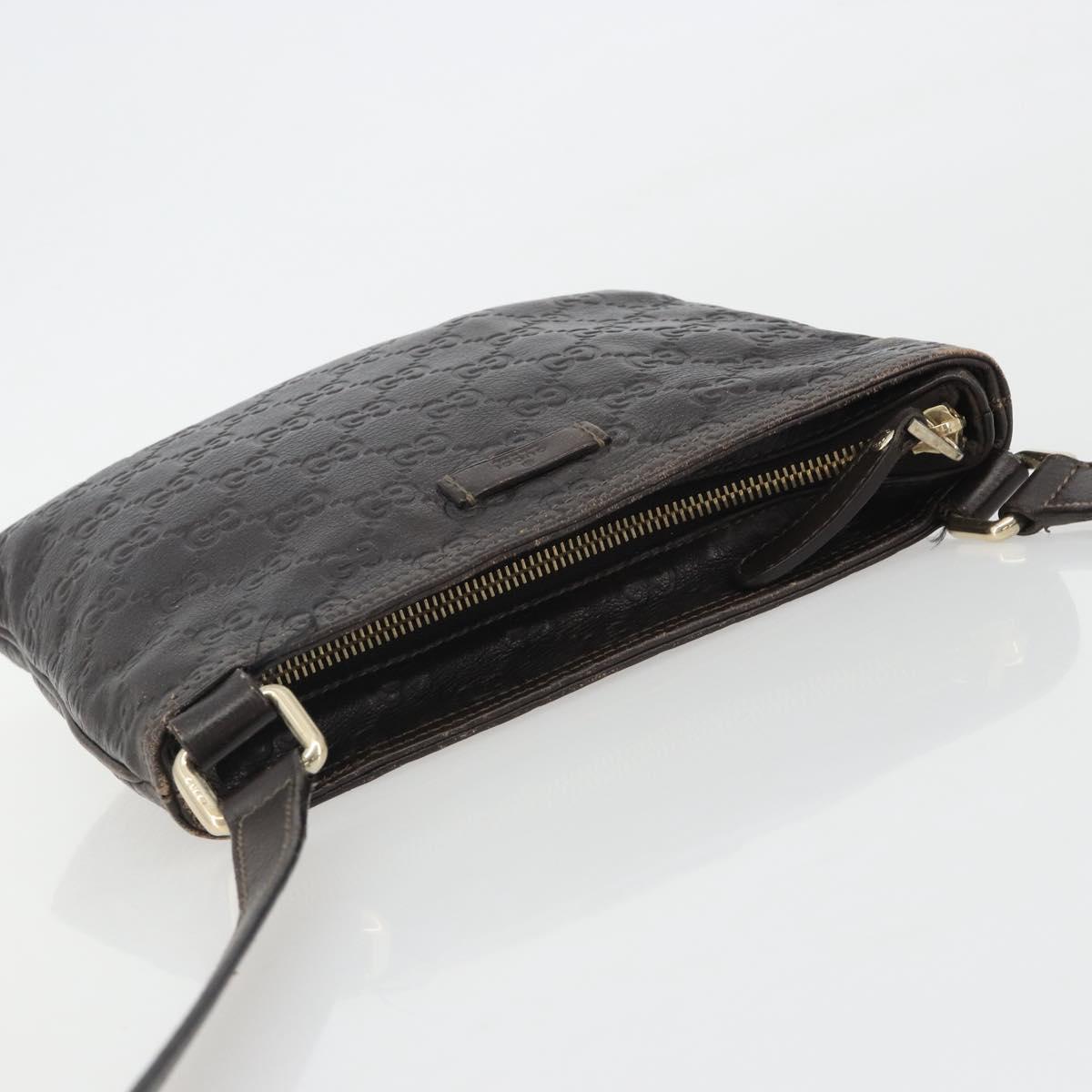 GUCCI GG Canvas Guccissima Bag Leather Dark Brown Gold 201538 Auth 191414