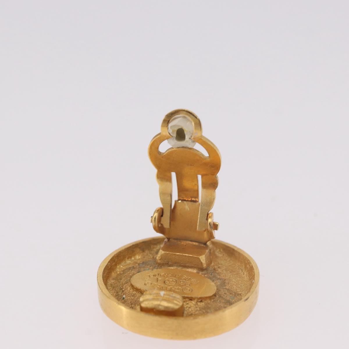 CHANEL COCO Mark Earring Metal Gold Tone CC Auth 191417