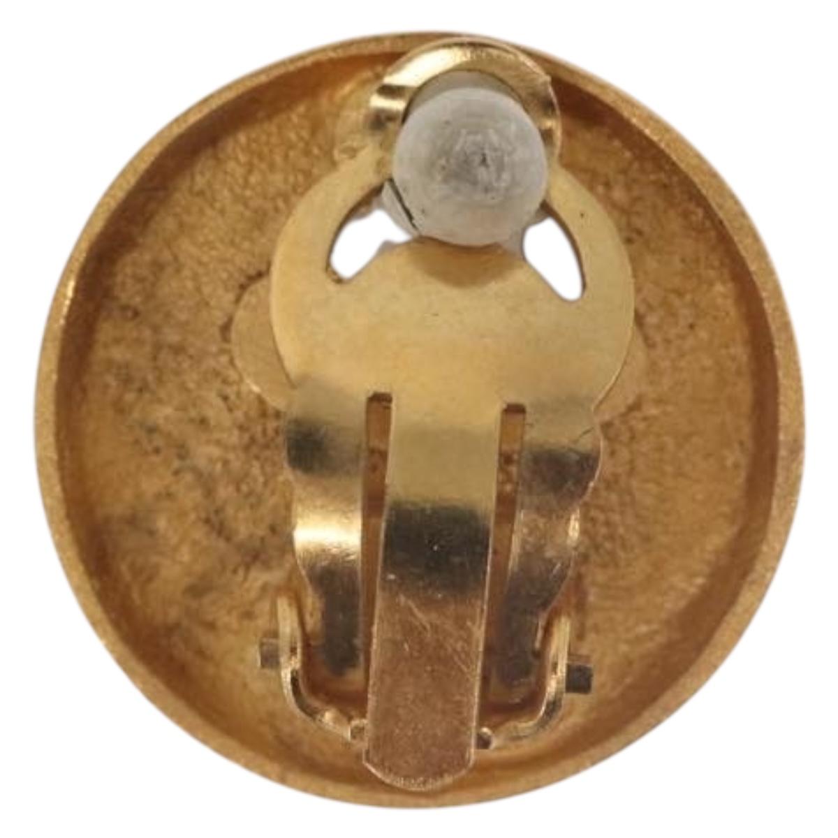 CHANEL COCO Mark Earring Metal Gold Tone CC Auth 191417