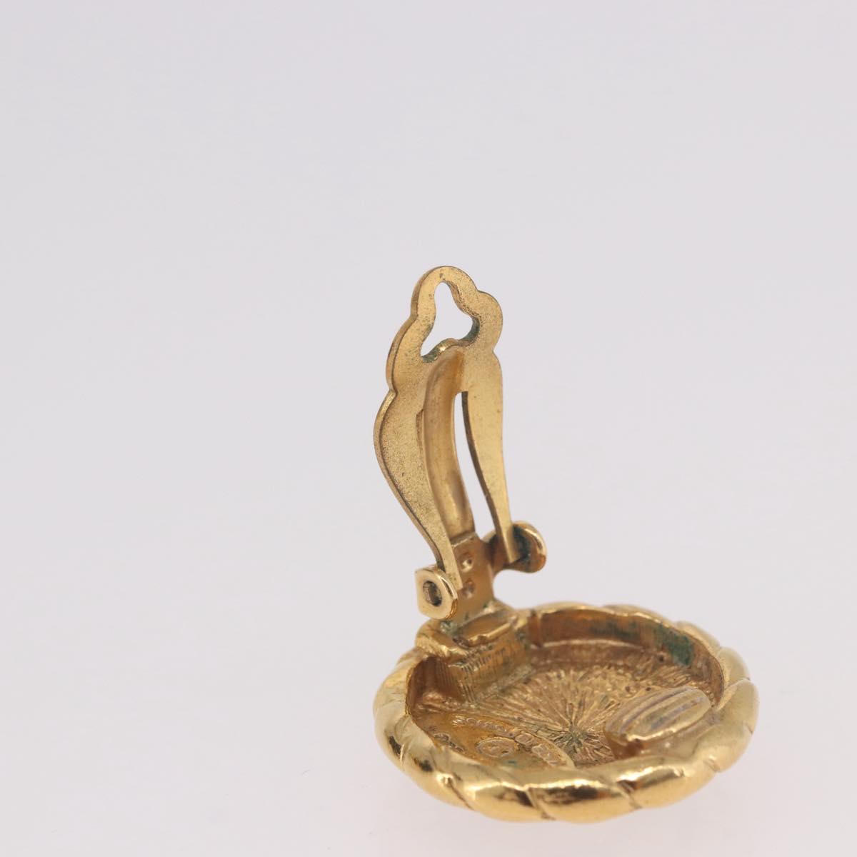 CHANEL COCO Mark Earring Metal Gold Tone CC Auth 191418V
