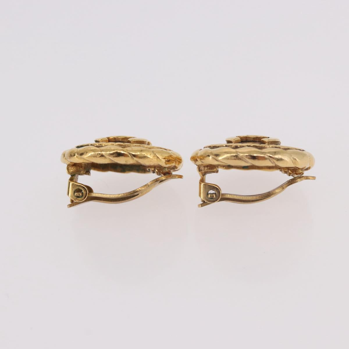 CHANEL COCO Mark Earring Metal Gold Tone CC Auth 191418V