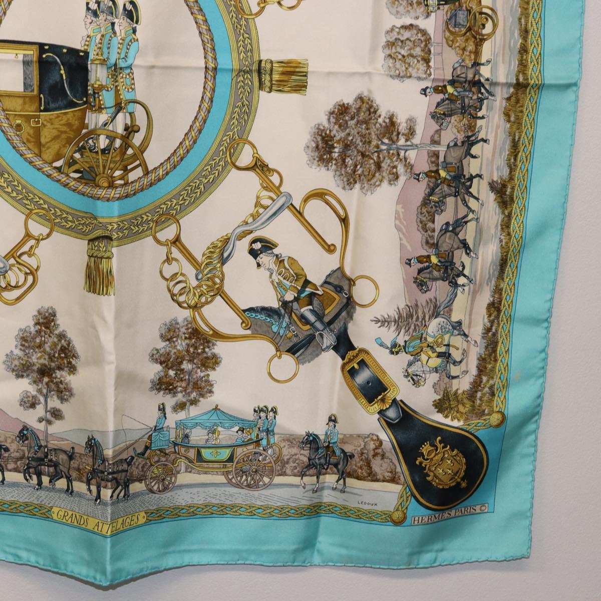 HERMES Carre 90 Scarf Silk Light Blue Auth 191431