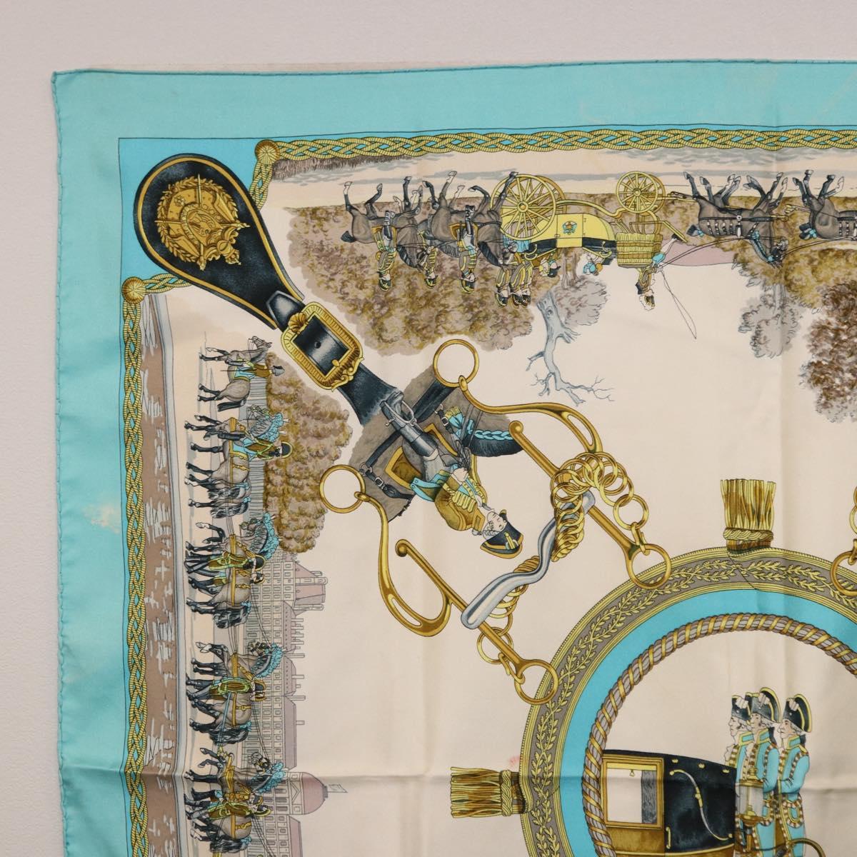 HERMES Carre 90 Scarf Silk Light Blue Auth 191431
