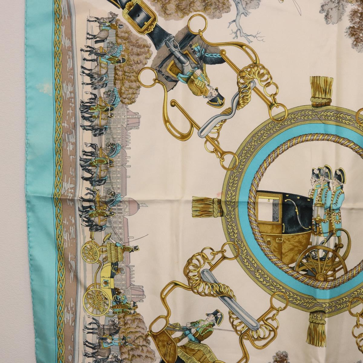HERMES Carre 90 Scarf Silk Light Blue Auth 191431