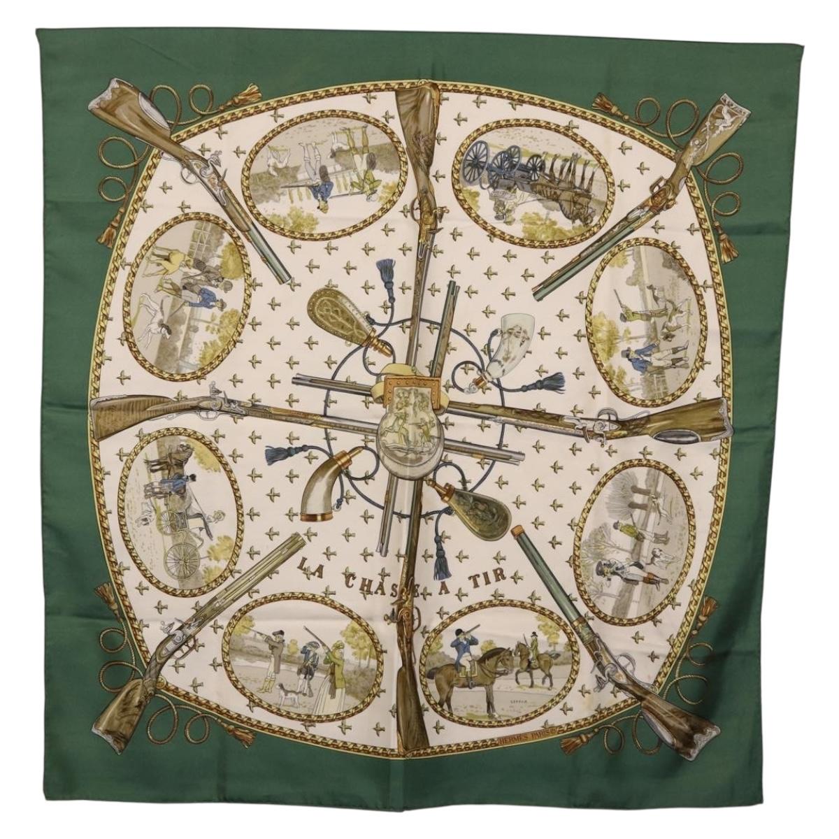 HERMES Carre 90 Scarf Silk Green Auth 191434